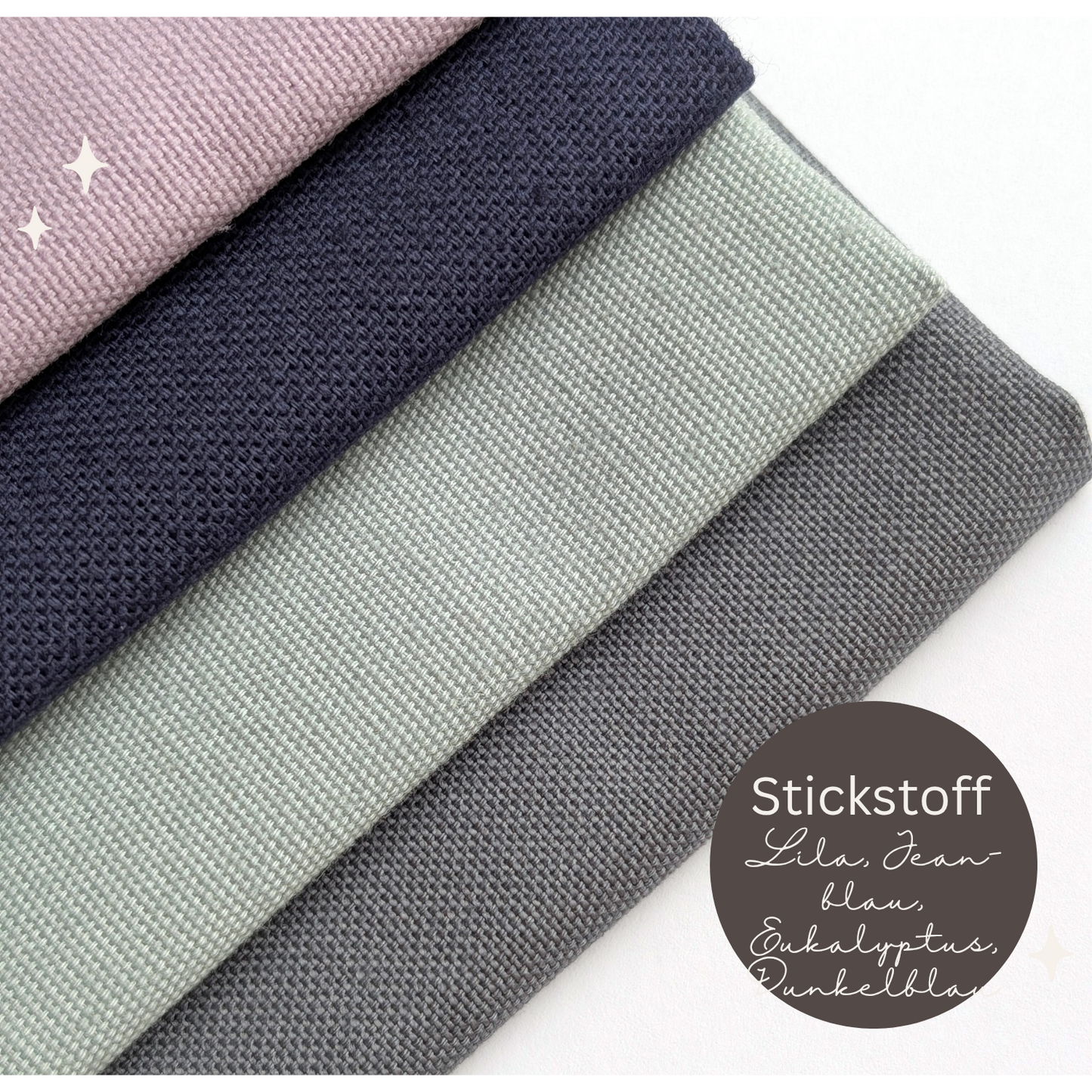 STOFFPAKET Lila, Dunkelblau, Eukalyptus, Jeansblau